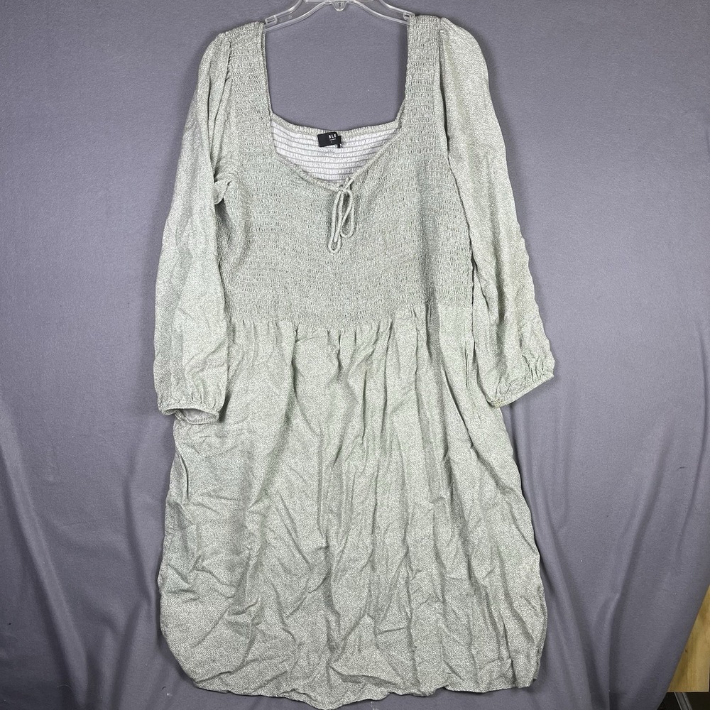 ABLE Women's‎ Joyce Smocked Dress Green Floral- Size 1X w/pockets